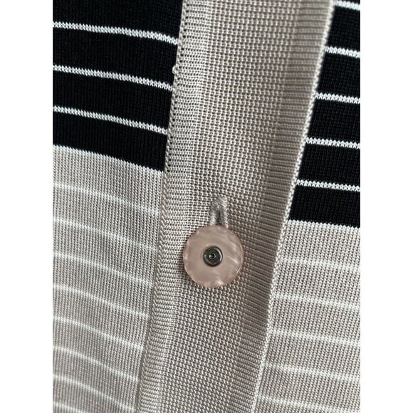 Exclusively Misook Women's L Button Down Short Sleeve Collared Top Striped - Picture 6 of 9